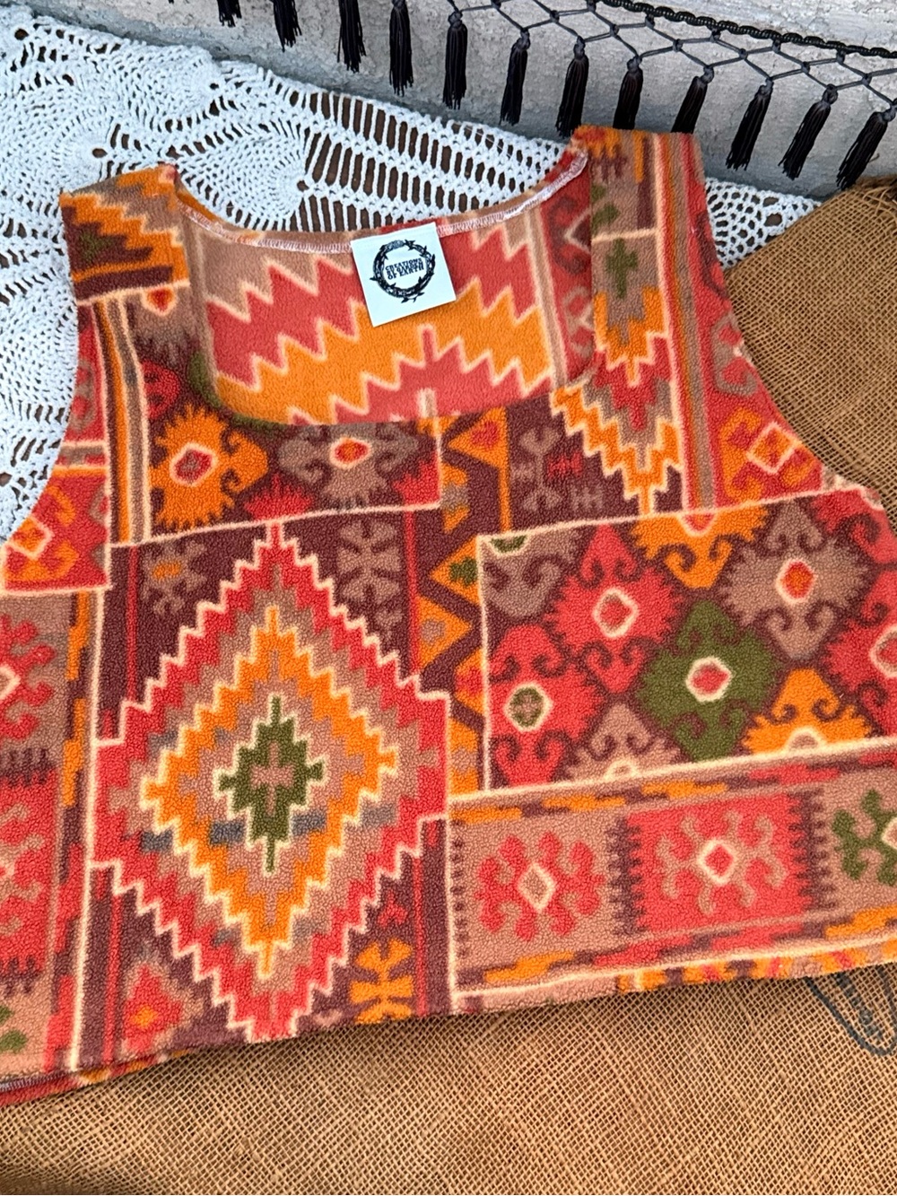 Handmade western vintage fabric top